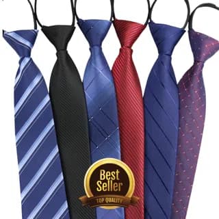 Dasi Resleting Pria Tanpa Ikat – Dasi Formal Garis Biru Hitam untuk Bisnis & Kerja